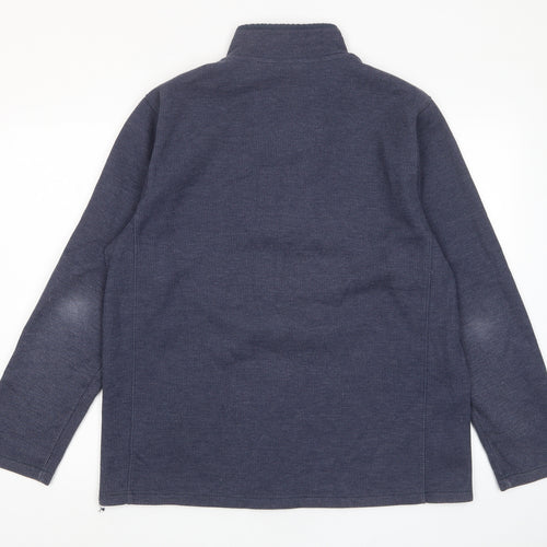 Mountain Warehouse Mens Blue Polyester Pullover Sweatshirt Size L - 1/2 Zip, Logo, Embroided