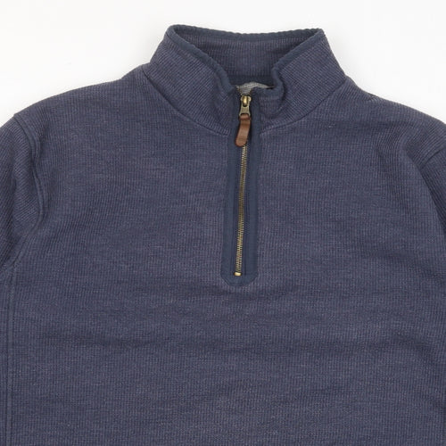 Mountain Warehouse Mens Blue Polyester Pullover Sweatshirt Size L - 1/2 Zip, Logo, Embroided