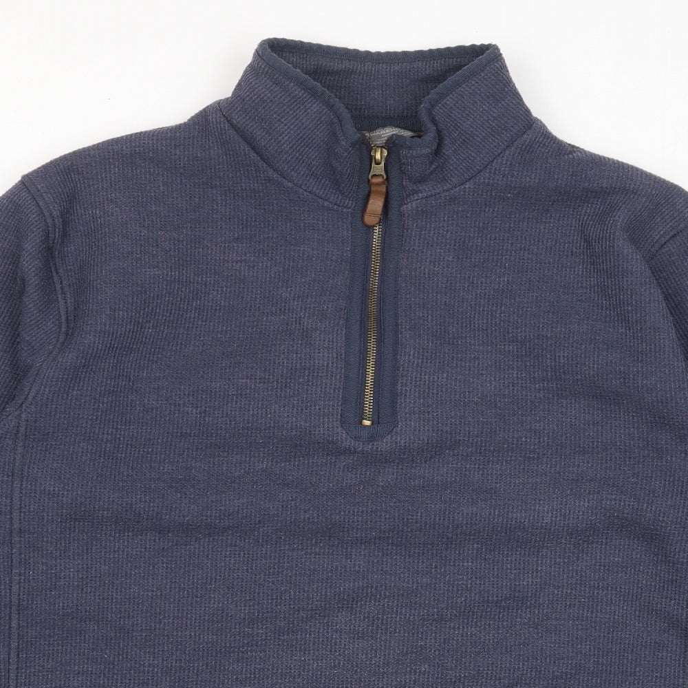 Mountain Warehouse Mens Blue Polyester Pullover Sweatshirt Size L - 1/2 Zip, Logo, Embroided