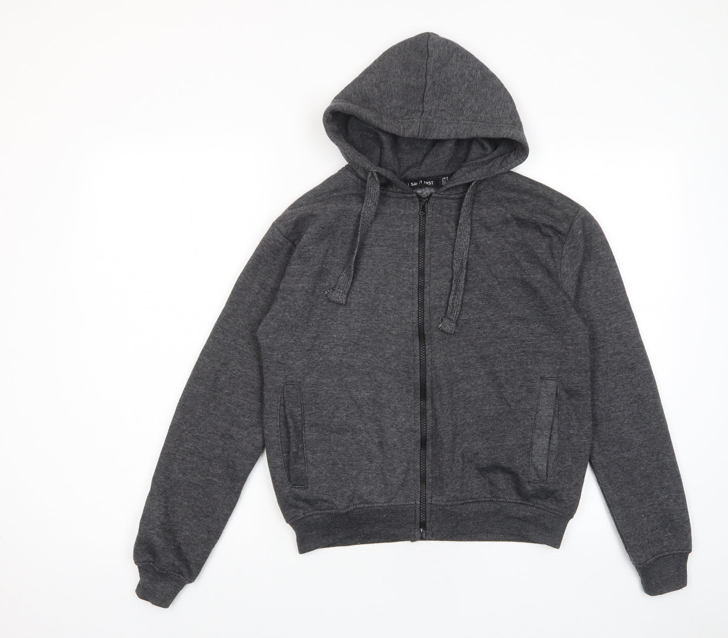 I SAW IT FIRST Womens Grey Cotton Full Zip Hoodie Size 8 Zip - Pockets