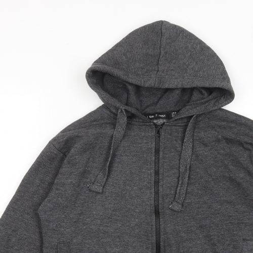 I SAW IT FIRST Womens Grey Cotton Full Zip Hoodie Size 8 Zip - Pockets
