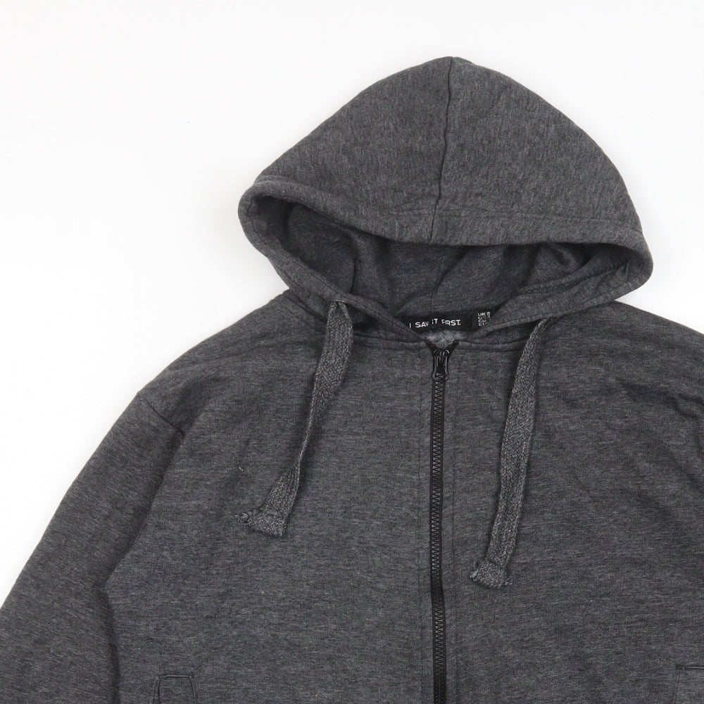 I SAW IT FIRST Womens Grey Cotton Full Zip Hoodie Size 8 Zip - Pockets