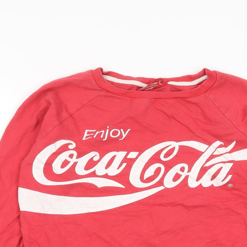 Coca-Cola Womens Red Cotton Pullover Sweatshirt Size 10 Pullover