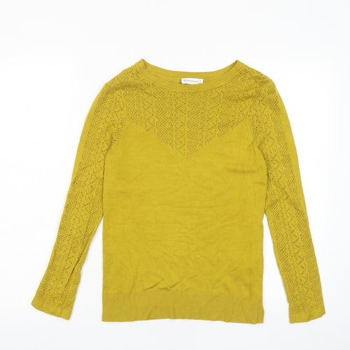 Warehouse Womens Yellow Crew Neck Viscose Pullover Jumper Size 10