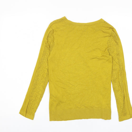 Warehouse Womens Yellow Crew Neck Viscose Pullover Jumper Size 10