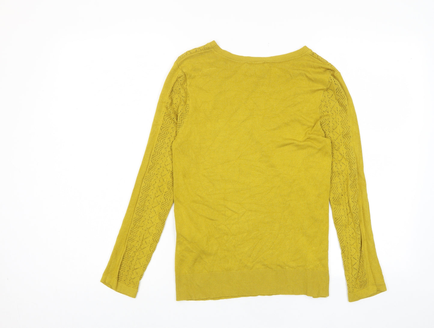 Warehouse Womens Yellow Crew Neck Viscose Pullover Jumper Size 10