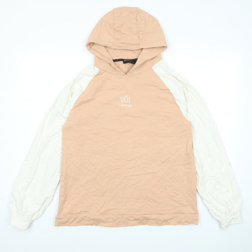 Voi Womens Pink Cotton Pullover Hoodie Size M Pullover - Logo, Embroided