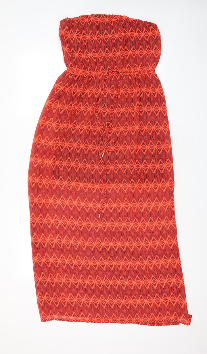 Jennyfer Womens Red Geometric Polyester A-Line Size M Off the Shoulder Pullover - Side slits