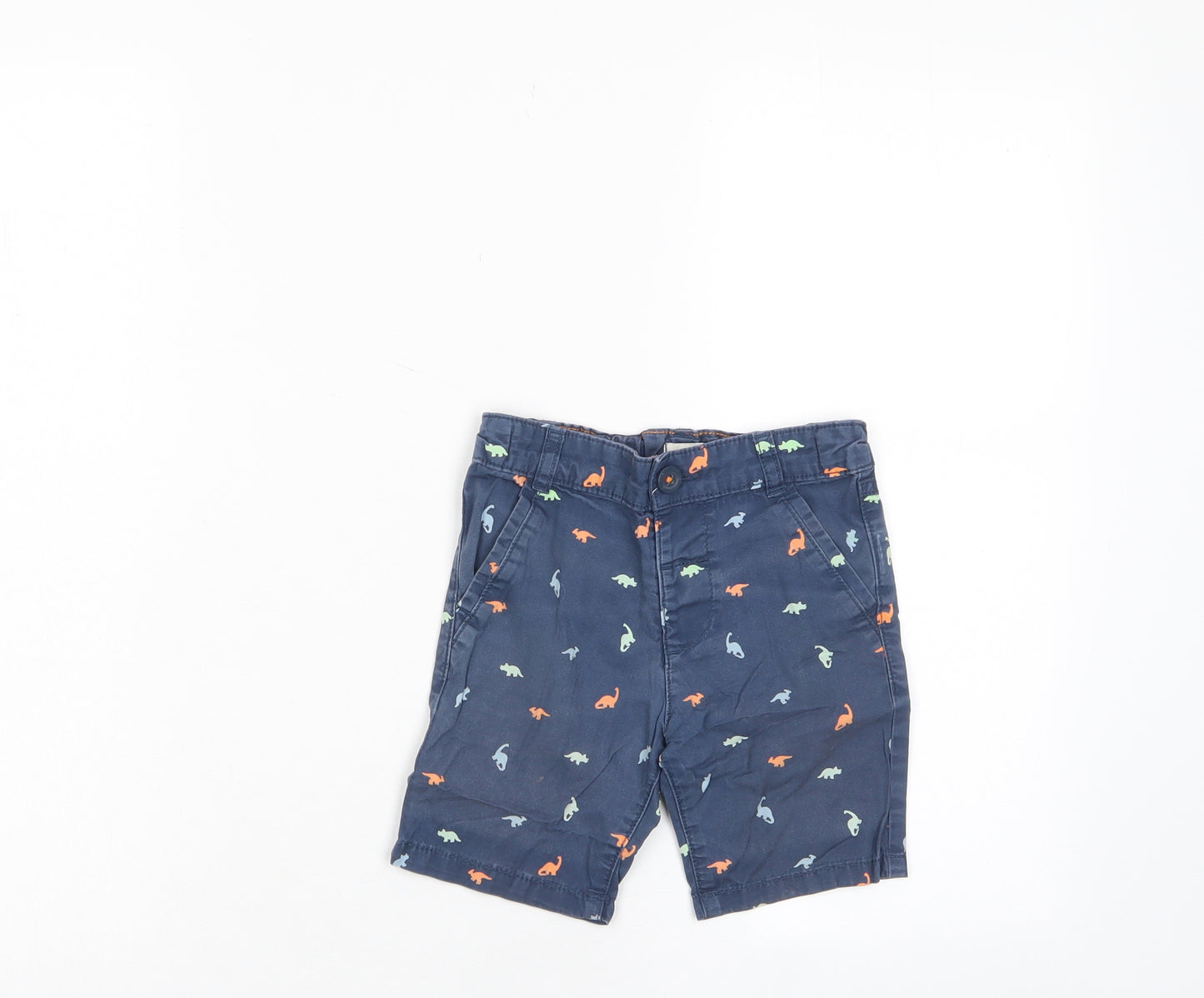 F&F Boys Multicoloured Geometric Cotton Bermuda Shorts Size 2-3 Years Regular Zip - Dinosaur Print