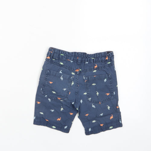 F&F Boys Multicoloured Geometric Cotton Bermuda Shorts Size 2-3 Years Regular Zip - Dinosaur Print