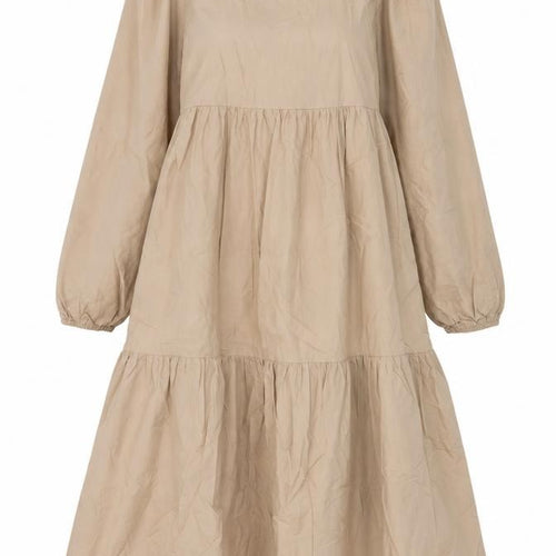 By Swan Womens Beige Cotton A-Line Size S Scoop Neck Pullover - Pleated