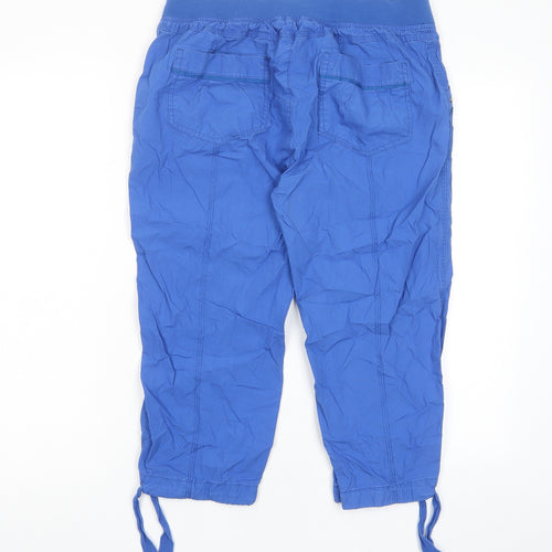 Fragile Womens Blue Cotton Cropped Trousers Size 30 in L20 in Regular Zip - Pockets