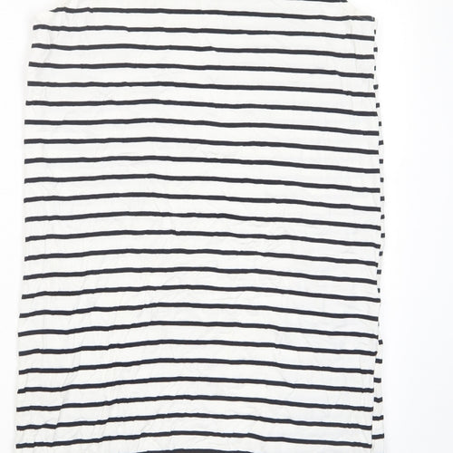 H&M Womens White Striped Cotton Tank Dress Size L Boat Neck Pullover