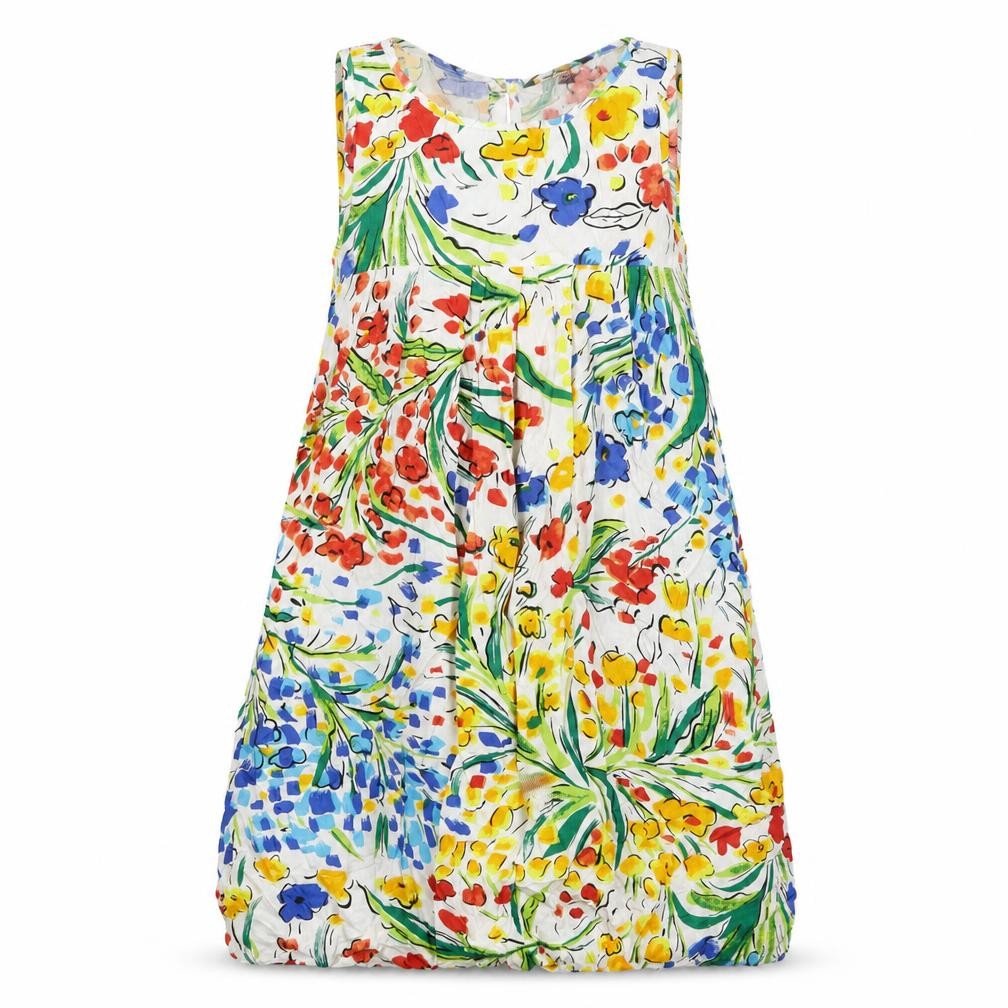 Zara Womens Multicoloured Floral Cotton A-Line Size M Crew Neck Button - Pleated