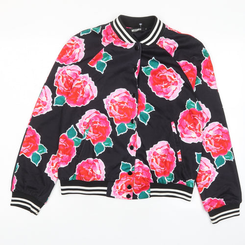Missguided Womens Multicoloured Floral Jacket Size 8 Button - Pockets