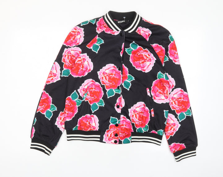 Missguided Womens Multicoloured Floral Jacket Size 8 Button - Pockets