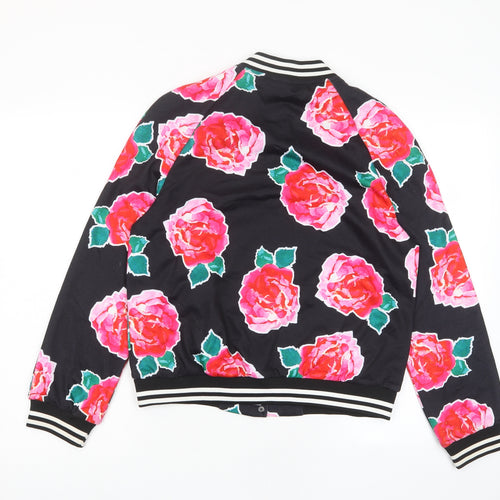 Missguided Womens Multicoloured Floral Jacket Size 8 Button - Pockets