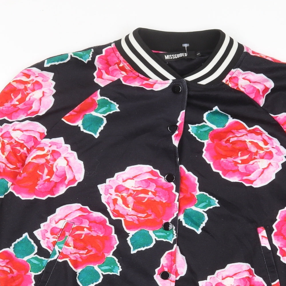 Missguided Womens Multicoloured Floral Jacket Size 8 Button - Pockets