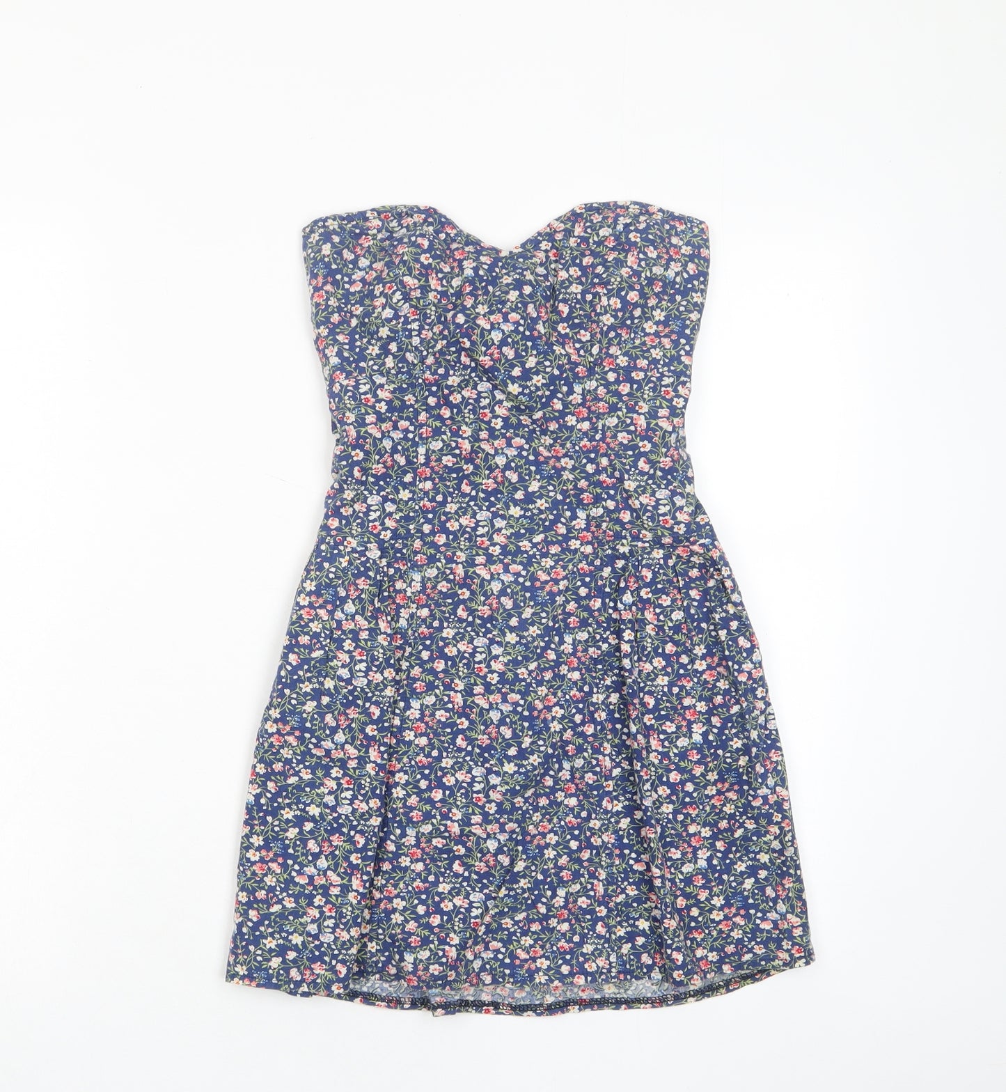 Tin Tin Womens Multicoloured Floral Cotton Fit & Flare Size S Square Neck Pullover - Pockets