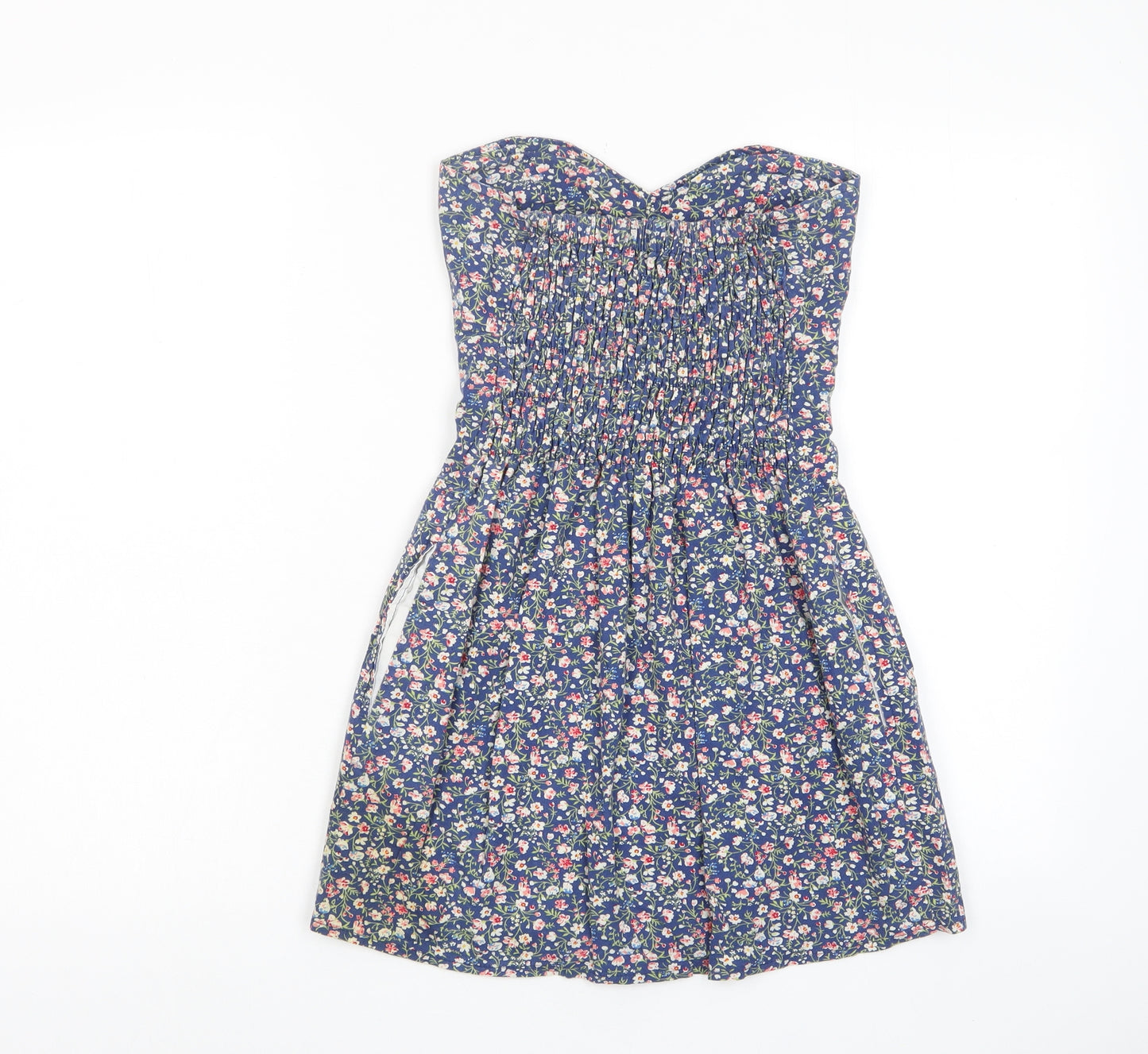 Tin Tin Womens Multicoloured Floral Cotton Fit & Flare Size S Square Neck Pullover - Pockets