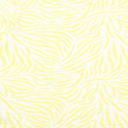 Marks and Spencer Womens Yellow Geometric Cotton Basic T-Shirt Size 10 Crew Neck