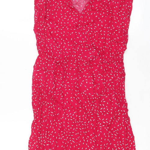 Mango Womens Pink Geometric Viscose A-Line Size XS V-Neck Pullover
