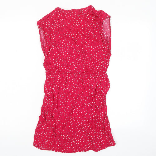 Mango Womens Pink Geometric Viscose A-Line Size XS V-Neck Pullover
