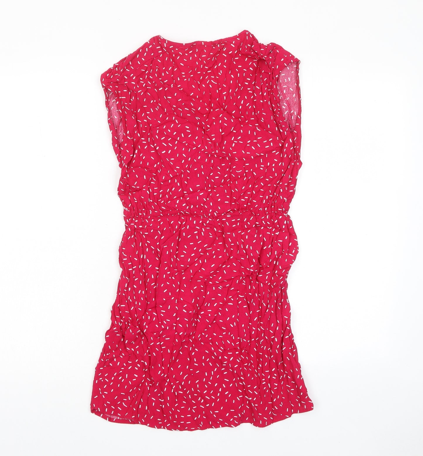 Mango Womens Pink Geometric Viscose A-Line Size XS V-Neck Pullover