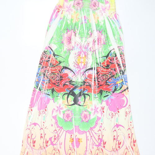 Rosa & Rose Womens Multicoloured Geometric Polyester A-Line Size L Halter Tie - Beaded
