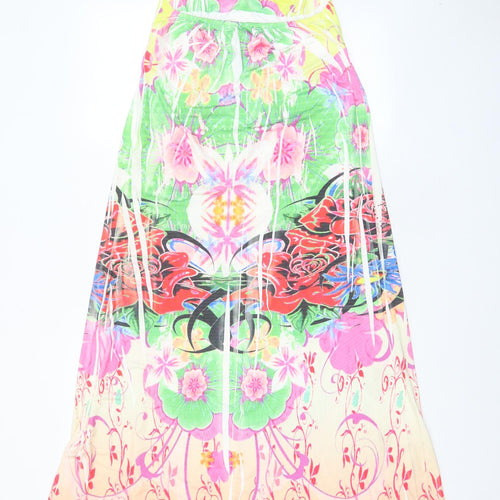 Rosa & Rose Womens Multicoloured Geometric Polyester A-Line Size L Halter Tie - Beaded
