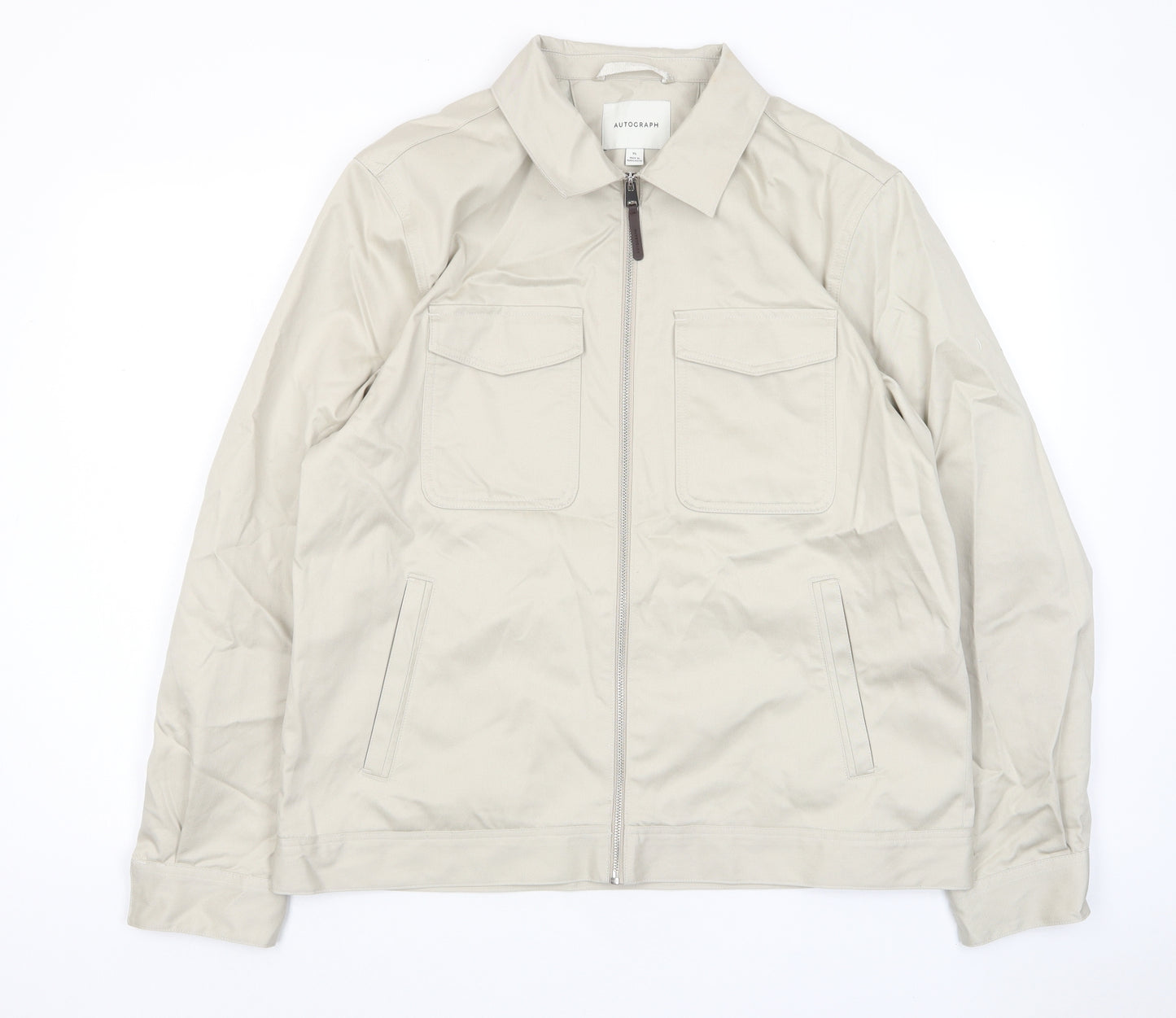 Autograph Mens Beige Jacket Size XL Zip - Pockets
