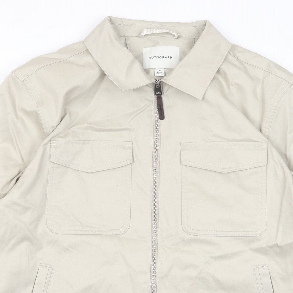 Autograph Mens Beige Jacket Size XL Zip - Pockets