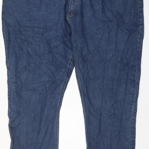 KAM Mens Blue Cotton Straight Jeans Size 62 in L35 in Regular Zip - 64 Waist