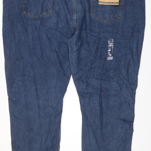 KAM Mens Blue Cotton Straight Jeans Size 62 in L35 in Regular Zip - 64 Waist