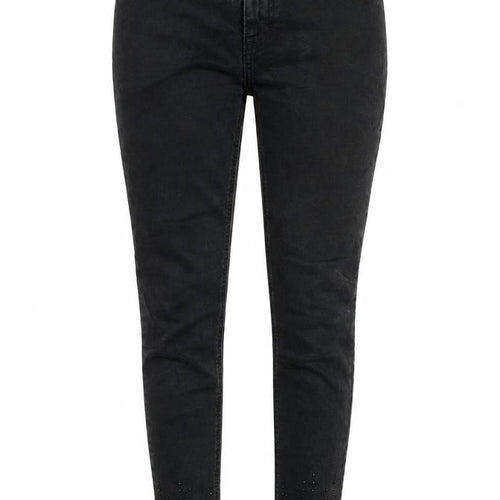 NEXT Womens Black Cotton Skinny Jeans Size 12 L27 in Regular Zip - Jeweled Detail
