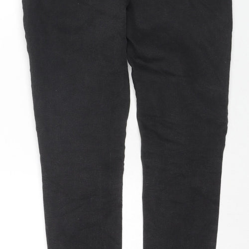 NEXT Womens Black Cotton Skinny Jeans Size 12 L27 in Regular Zip - Jeweled Detail
