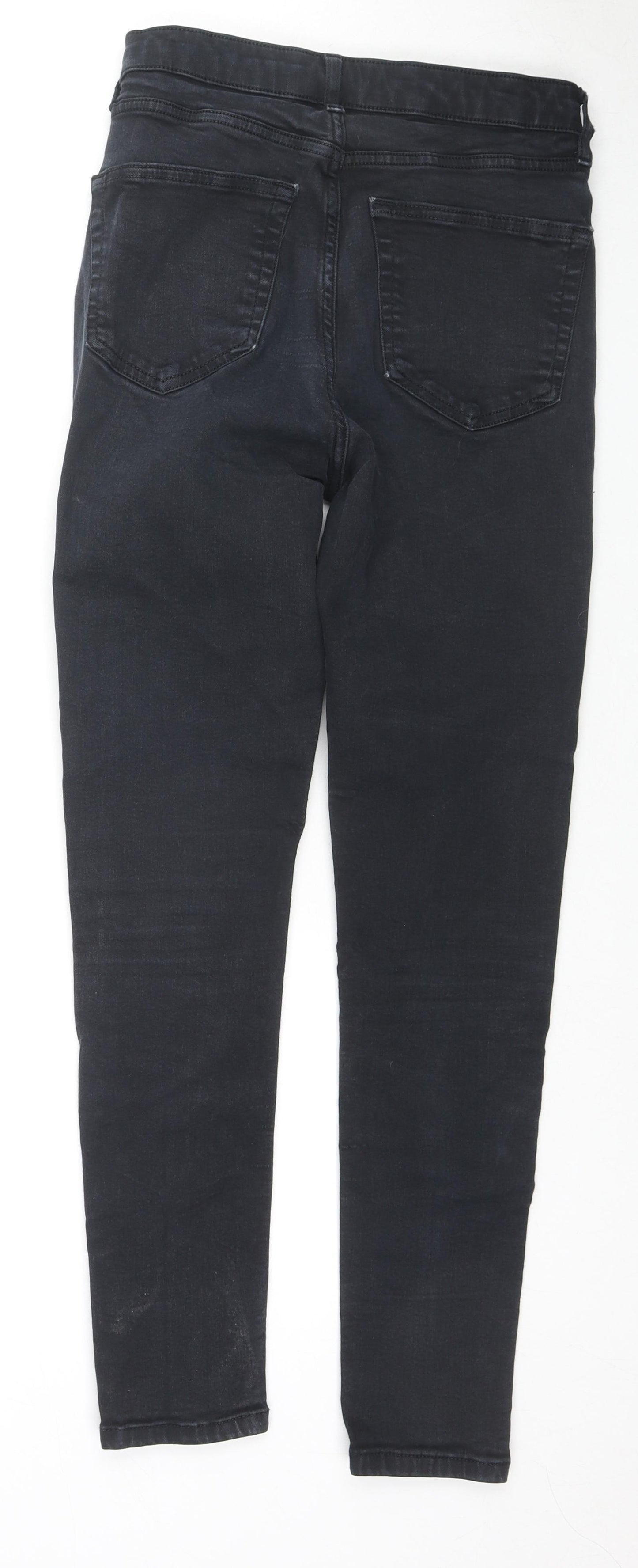 Topshop Womens Black Cotton Skinny Jeans Size 28 L32 in Regular Zip
