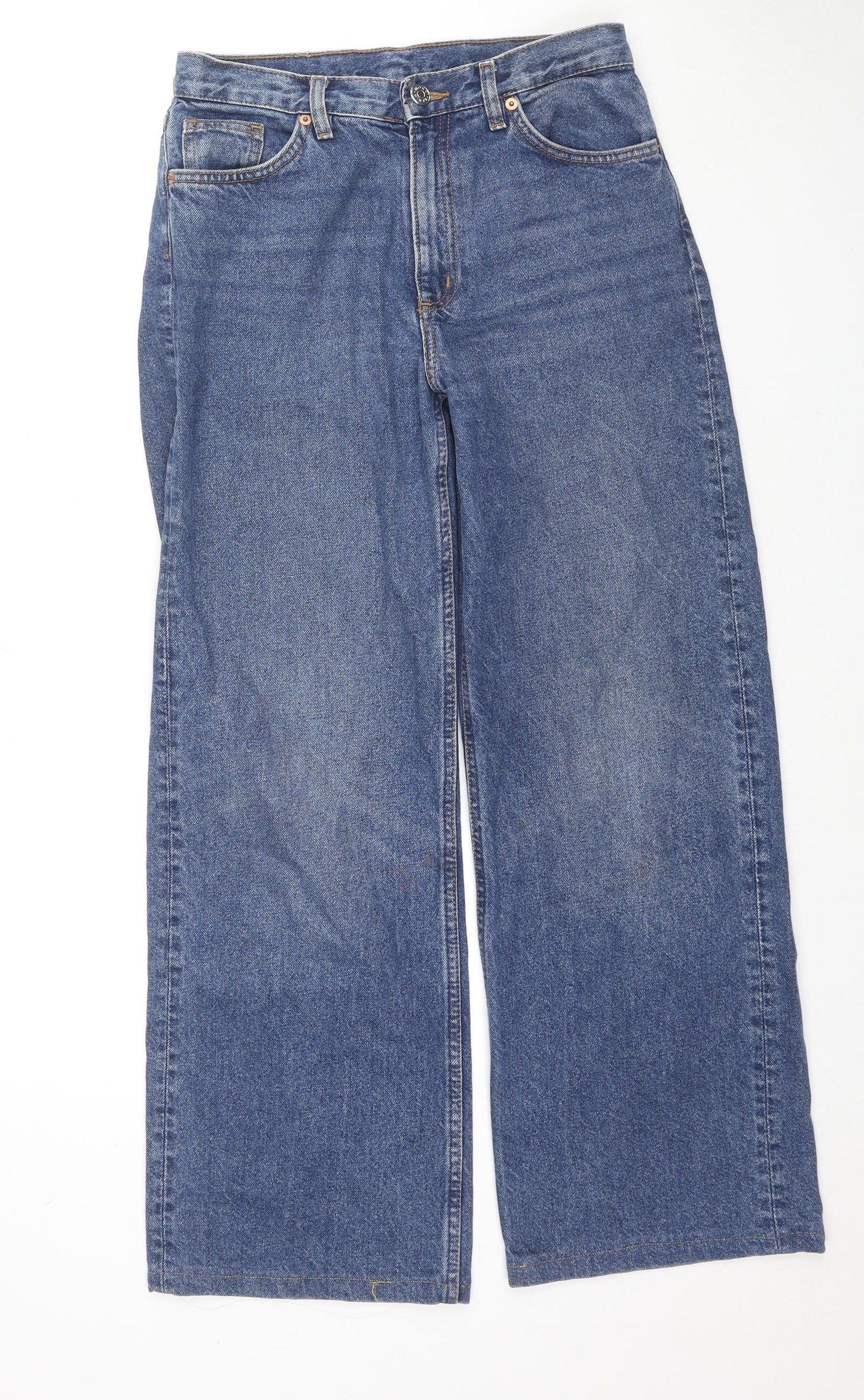 Monki Womens Blue Cotton Straight Jeans Size 27 in L28 in Regular Zip