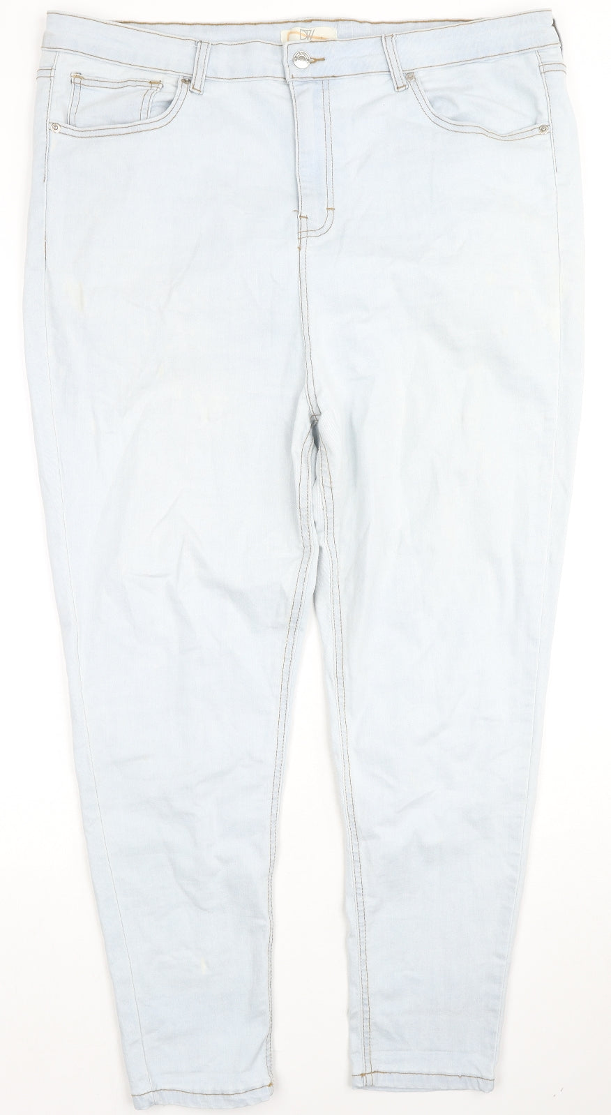 Don't Think Twice Womens Blue Cotton Straight Jeans Size 20 L27 in Regular Zip