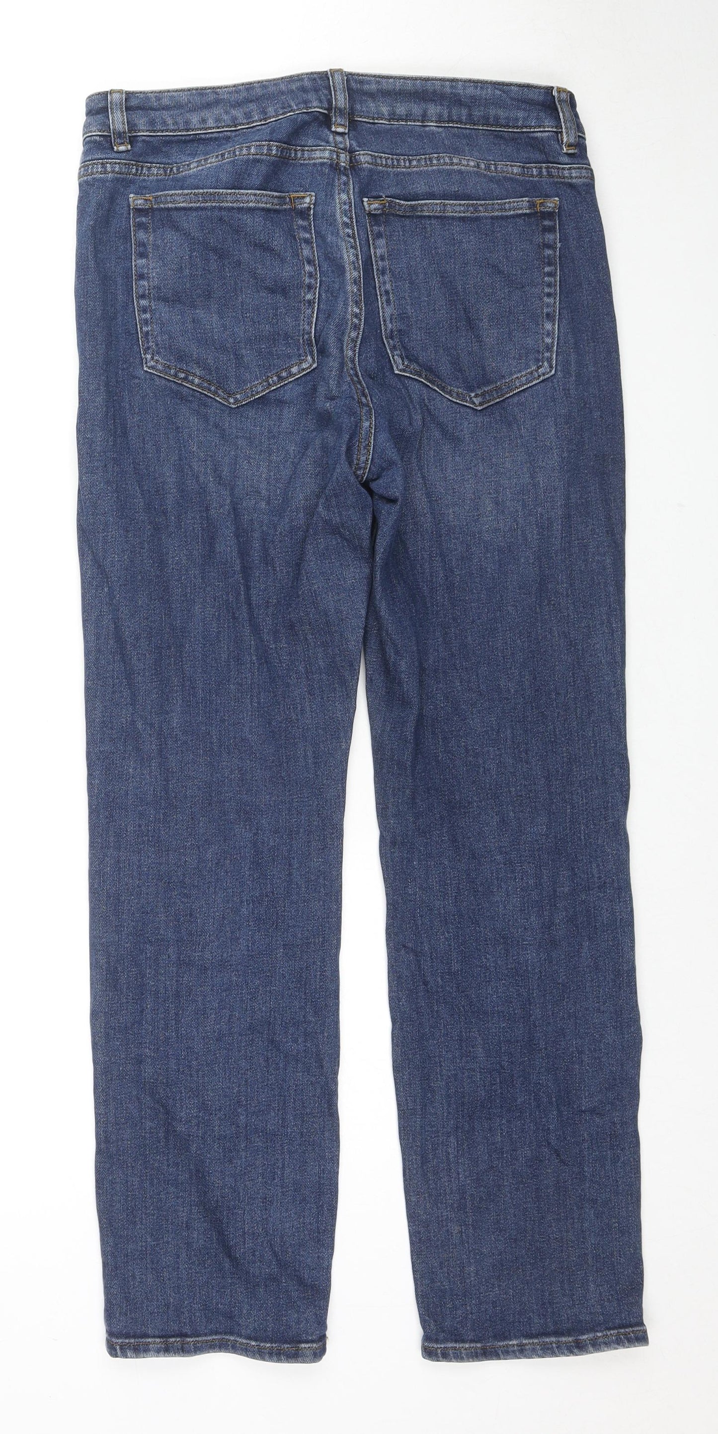 White Stuff Womens Blue Cotton Straight Jeans Size 12 L27 in Regular Zip