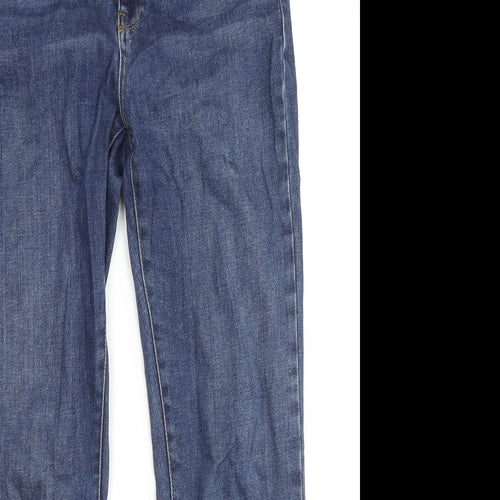 White Stuff Womens Blue Cotton Straight Jeans Size 12 L27 in Regular Zip