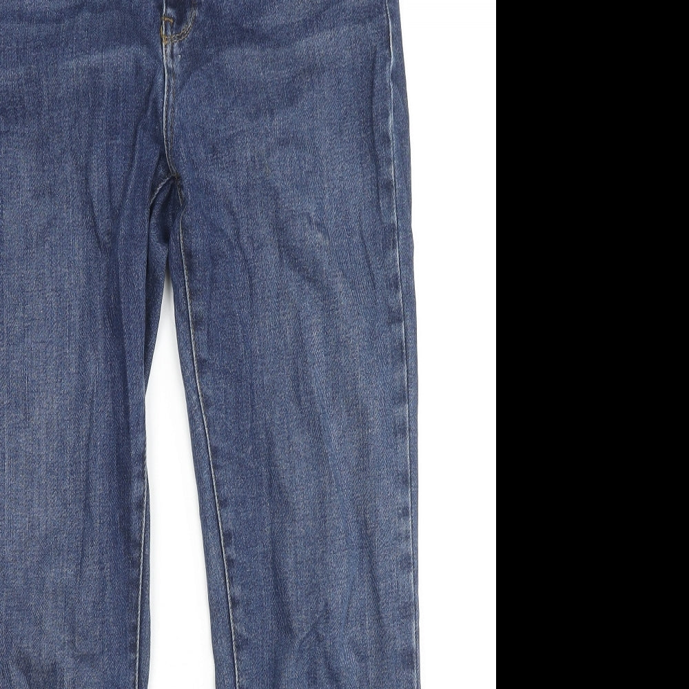 White Stuff Womens Blue Cotton Straight Jeans Size 12 L27 in Regular Zip