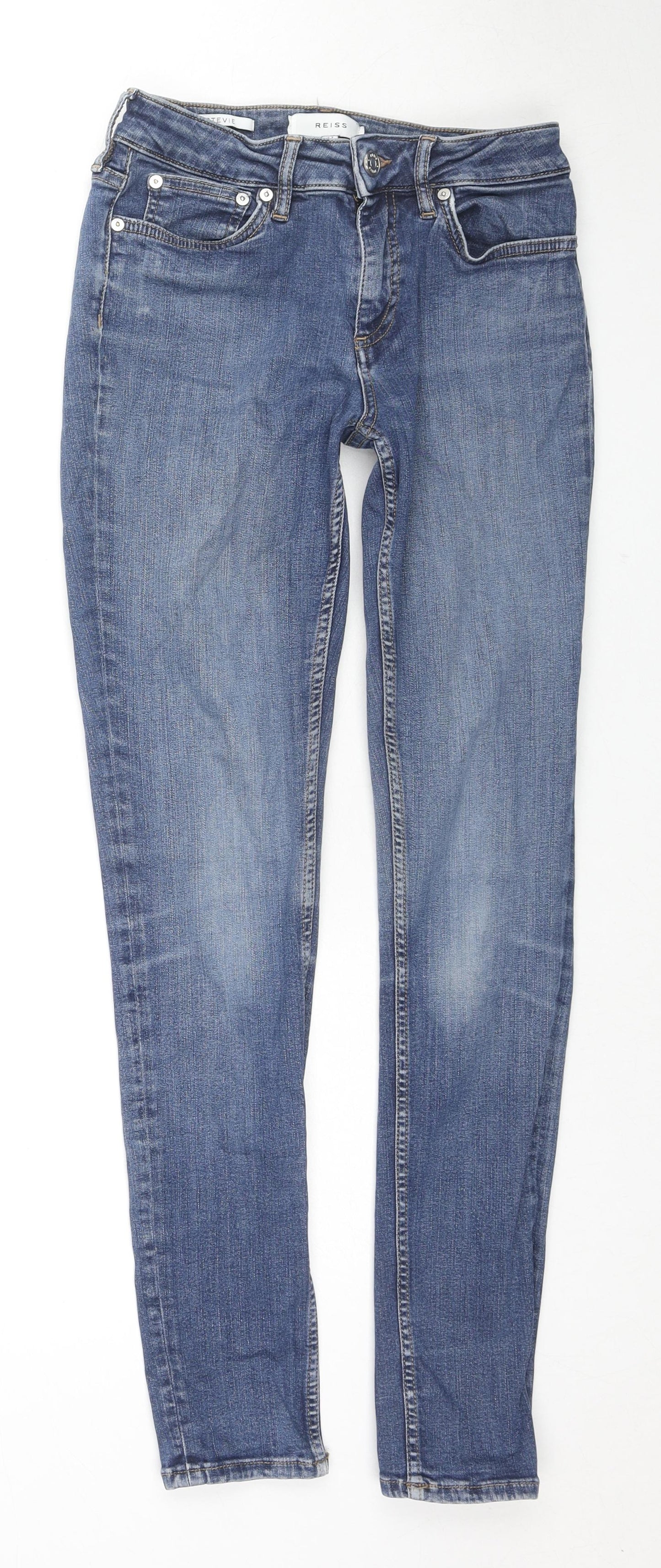 Reiss Womens Blue Cotton Skinny Jeans Size 27 in L28 in Regular Zip