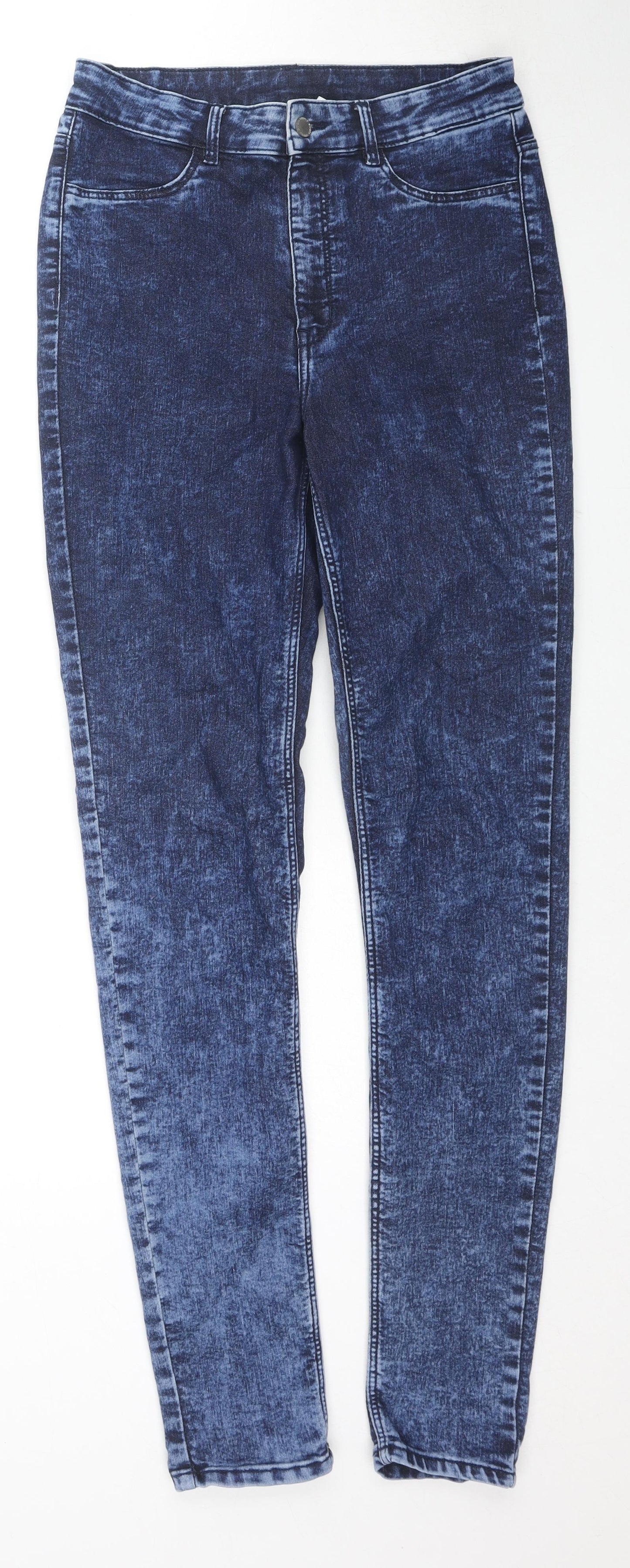 Divided by H&M Womens Blue Cotton Straight Jeans Size 12 L32 in Regular Zip