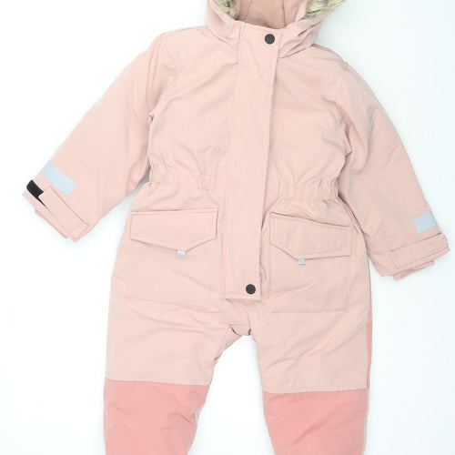 Marks and Spencer Girls Pink Windbreaker Snowsuit Size 3-4 Years Zip