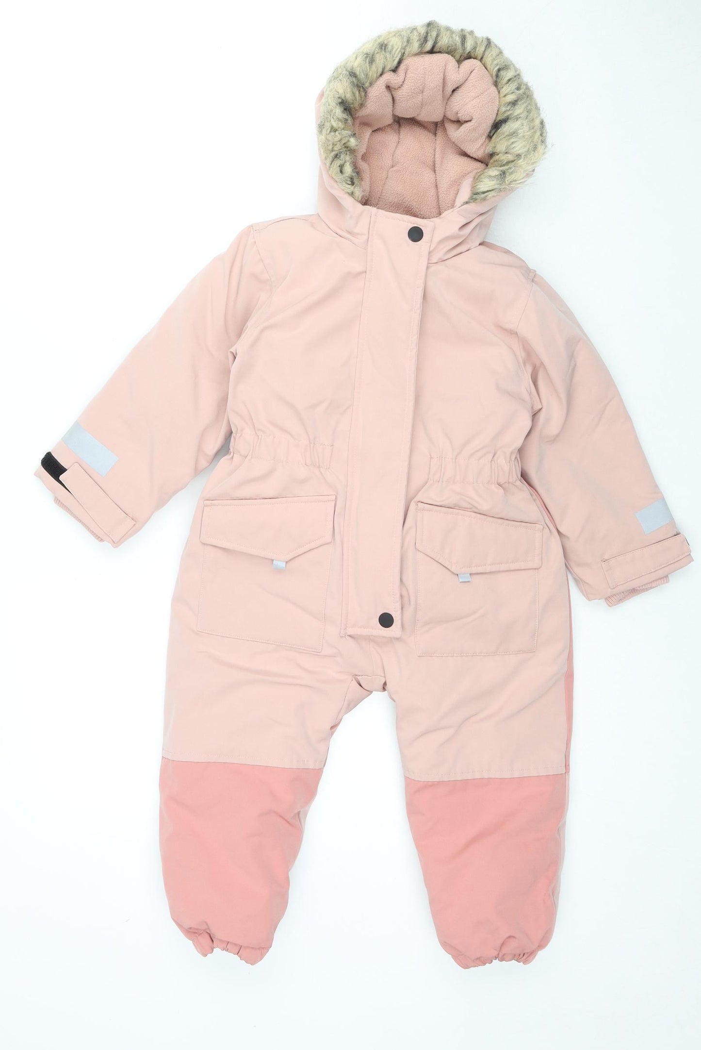 Marks and Spencer Girls Pink Windbreaker Snowsuit Size 3-4 Years Zip