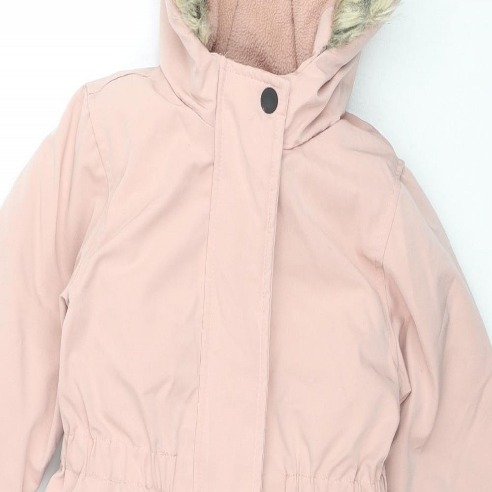 Marks and Spencer Girls Pink Windbreaker Snowsuit Size 3-4 Years Zip