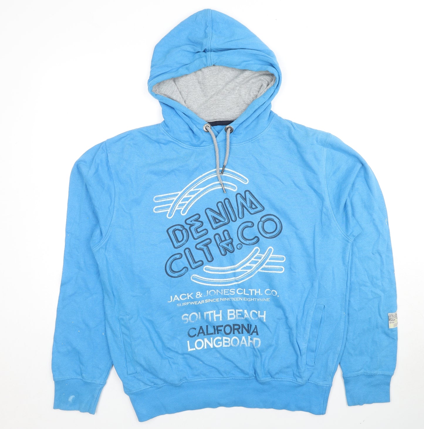 JACK & JONES Mens Blue Cotton Pullover Hoodie Size XL - Logo