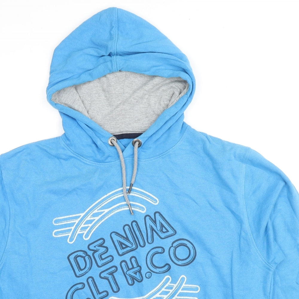 JACK & JONES Mens Blue Cotton Pullover Hoodie Size XL - Logo