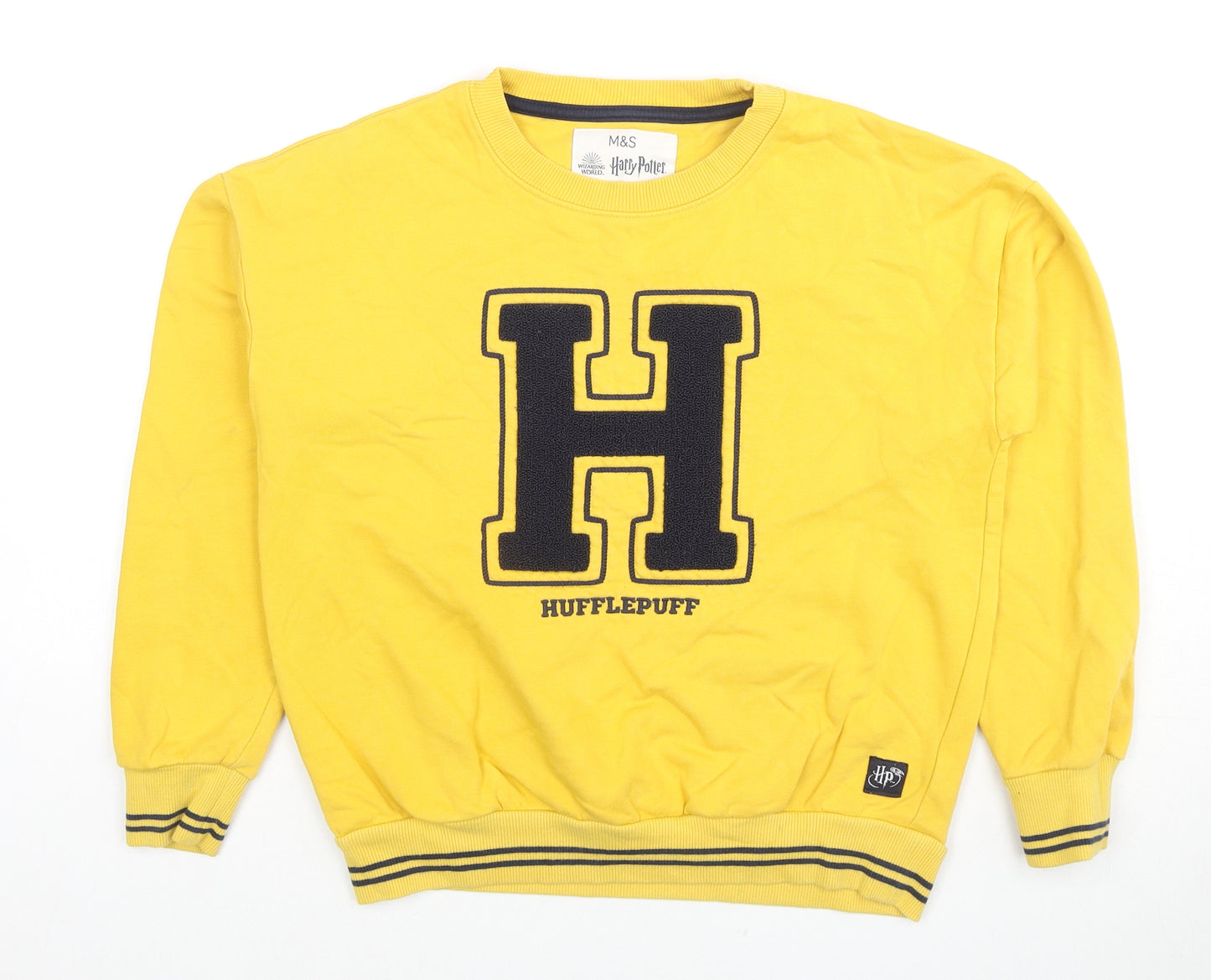 Marks and Spencer Girls Yellow Cotton Pullover Hoodie Size 11-12 Years Pullover - Harry Potter Hufflepuff